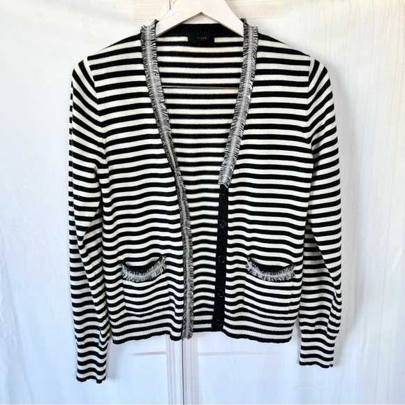 J.CREW Striped Harlow Cardigan Sweater 100% WOOL - Picture 3 of 12